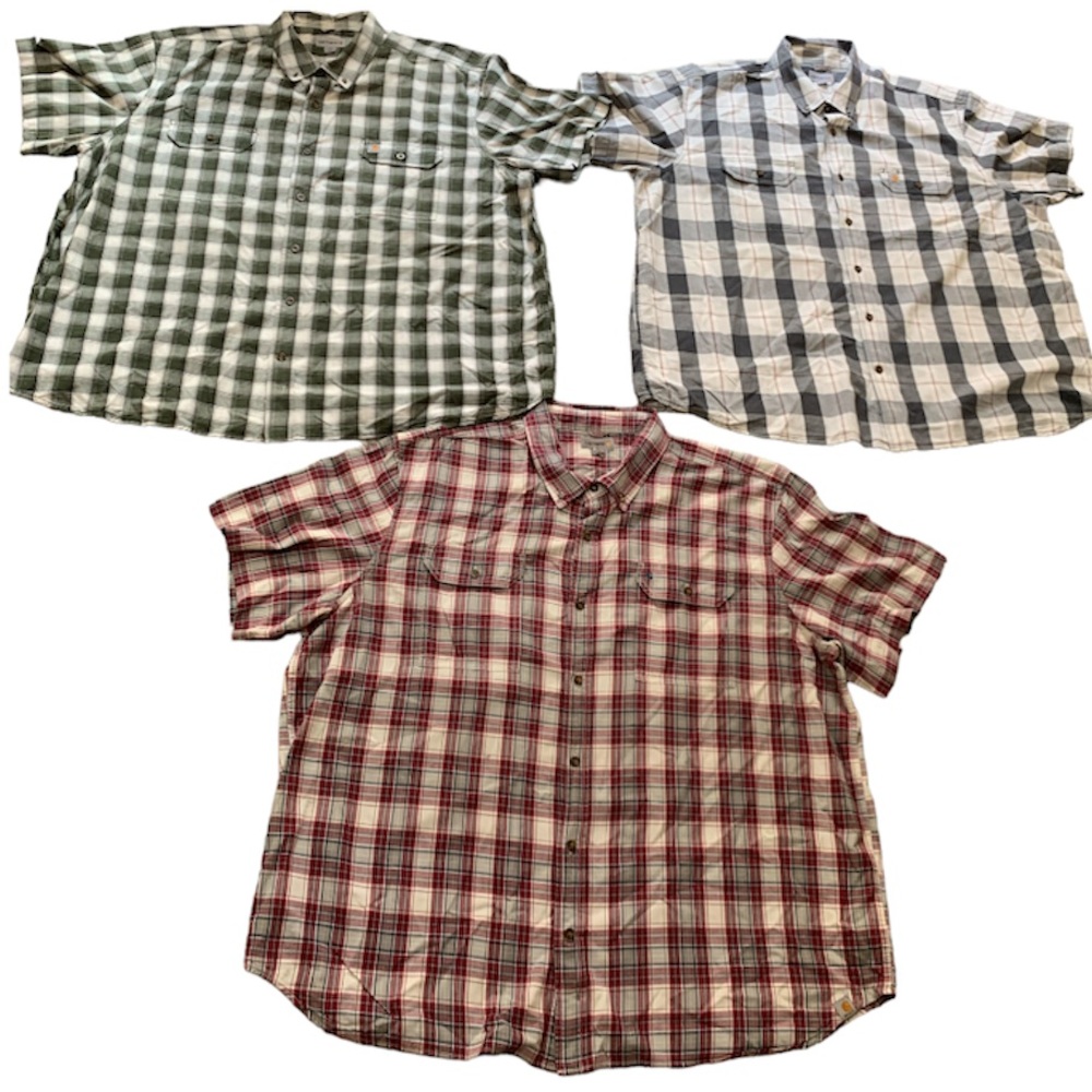Bundle mens carhartt Relaxed fit 3 shirt size 2XL red, green, gray color